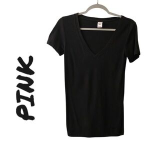 PINK Victoria's Secret Classic Black V-Neck Tee